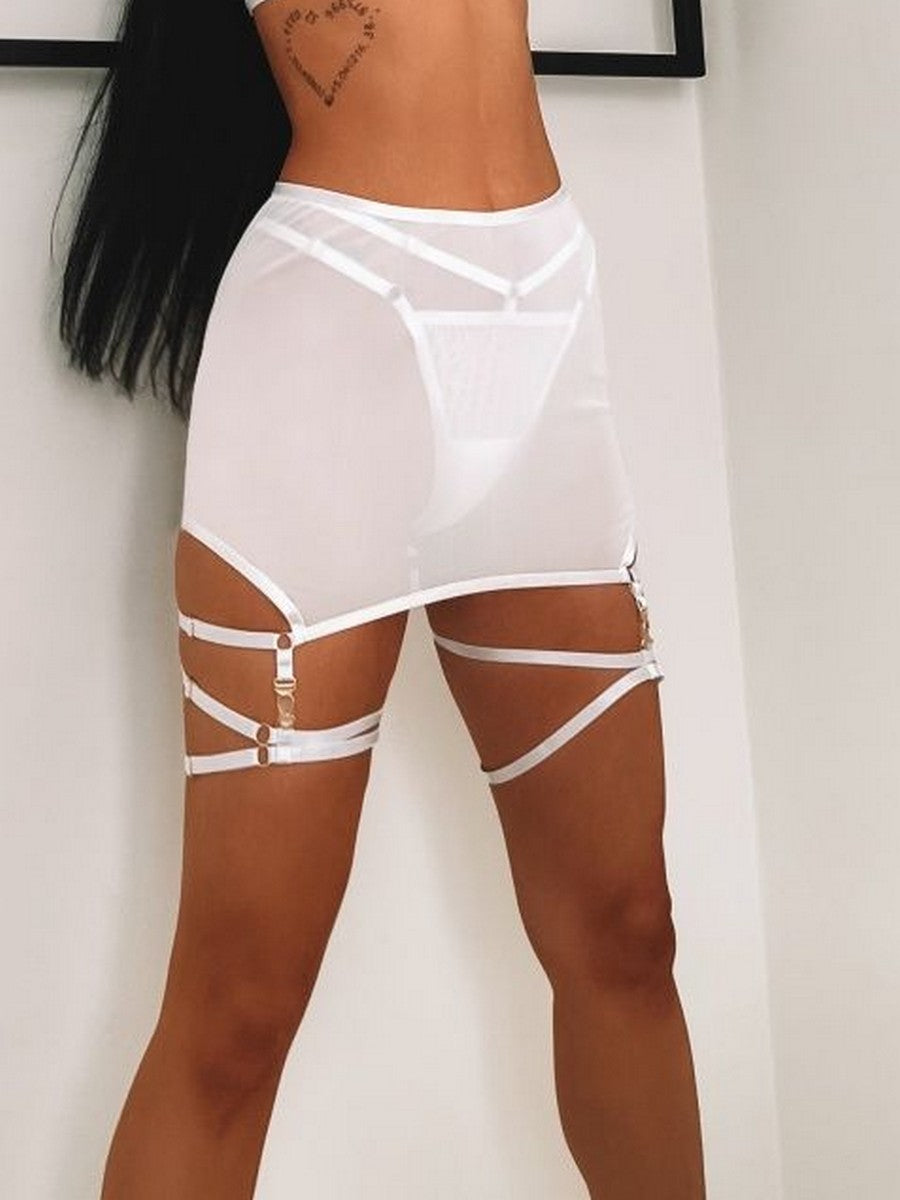 Transparent Hollow Out skirt See through harness strappy skirt