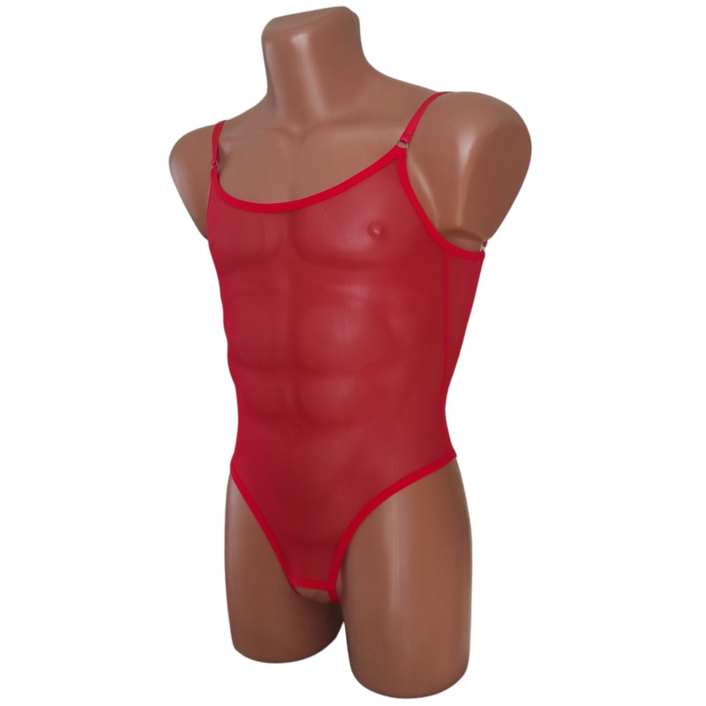 Men's Open back crotchless mesh bodysuit Seductive sheer see though sissy lingerie