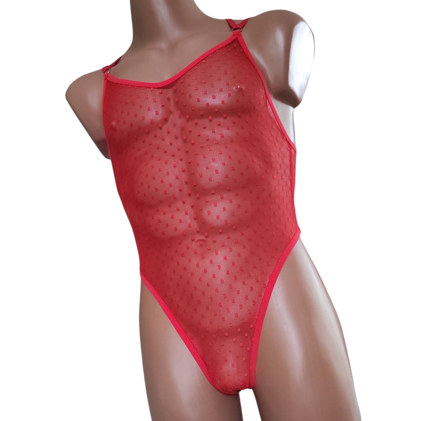White Criss Cross Bodysuit Crotchless lingerie for men See though Mesh