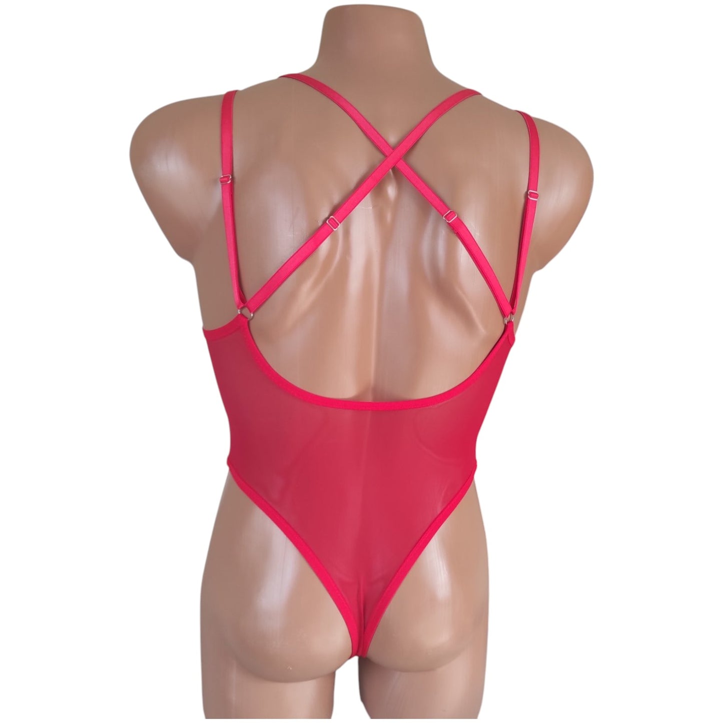 White Criss Cross Bodysuit Crotchless lingerie for men See though Mesh