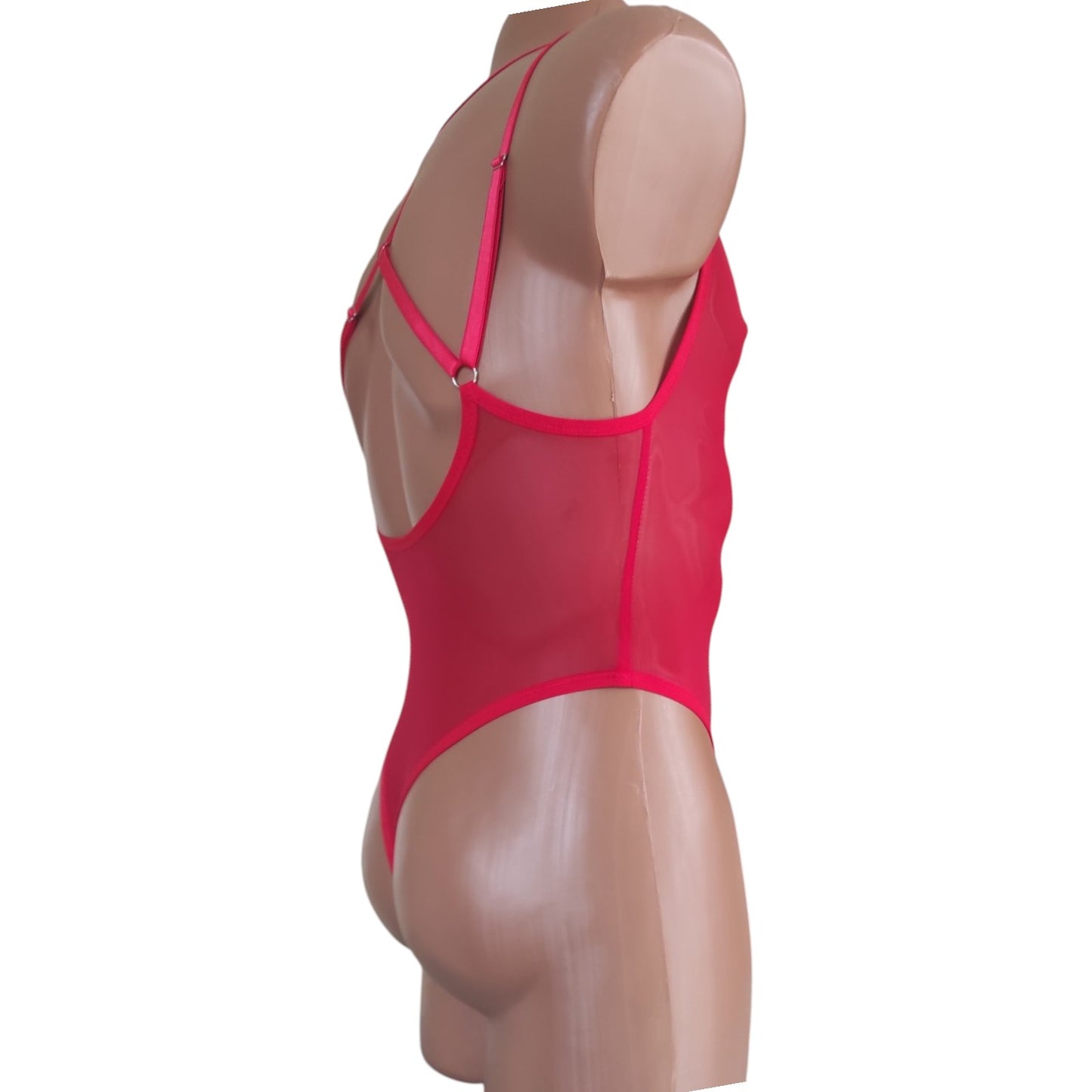 White Criss Cross Bodysuit Crotchless lingerie for men See though Mesh