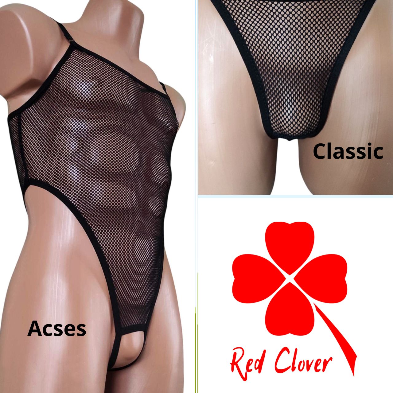 Transparent Men's mesh bodysuit Black Sheer see though Fishnet