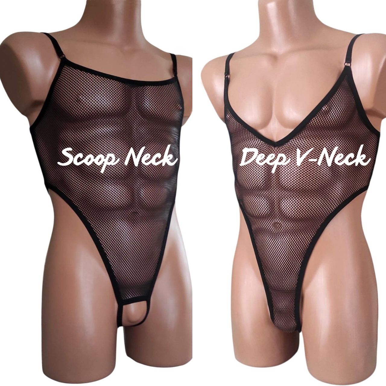 Transparent Men's mesh bodysuit Black Sheer see though Fishnet